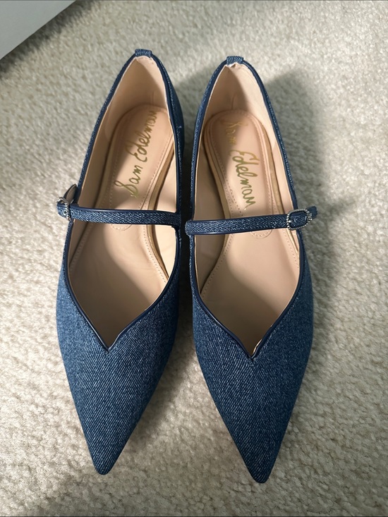 Sam Edelman Shoes - Sam Edelman Denim Blue Pointed Mary Jane Flats